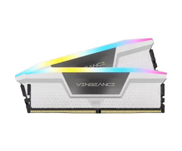 ז. לנייח CORSAIR VENGEANCE RGB 32GB 2x16GB DDR5 6000MHz C36 White לבן