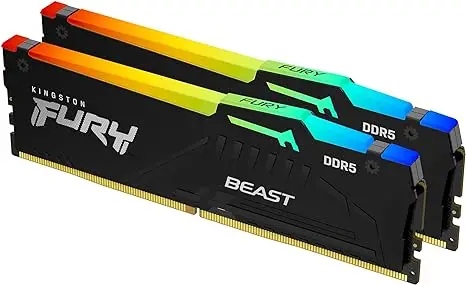 זוג כרטיסי זכרון RAM לגיימינג Kingston Fury Beast 64GB AMD Expo 6000MT/s DDR5 CL36 DIMM (Kit2)